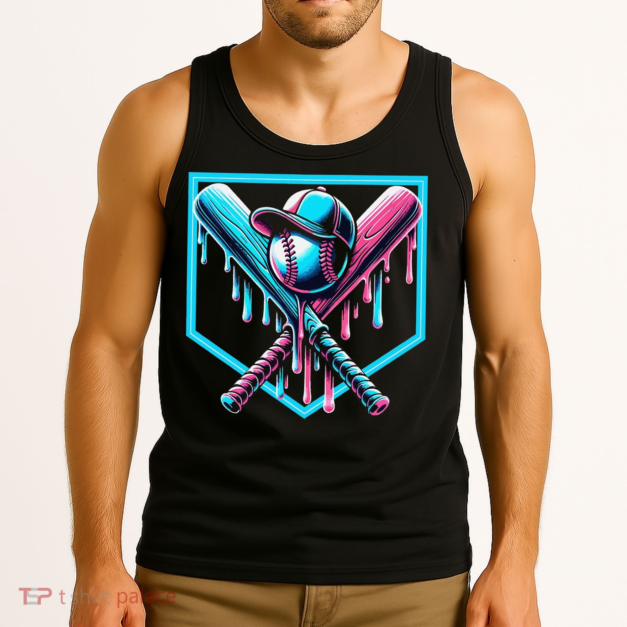 Baseball Home Drip  Baseball Bat Gift Tank Top