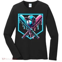 Baseball Home Drip  Baseball Bat Gift Women's Long Sleeve Shirt thumb 0