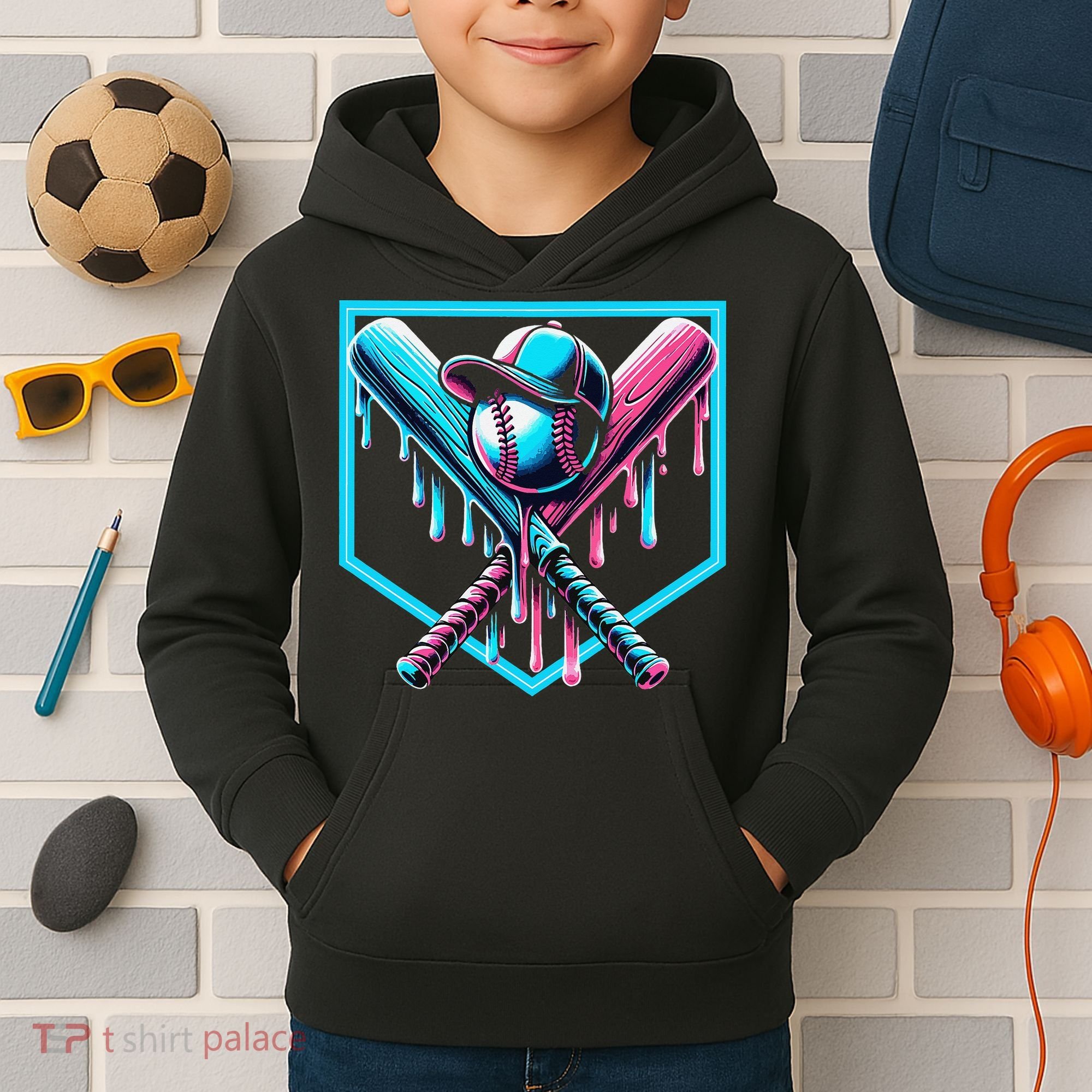 Baseball Home Drip  Baseball Bat Gift Kids Hoodie