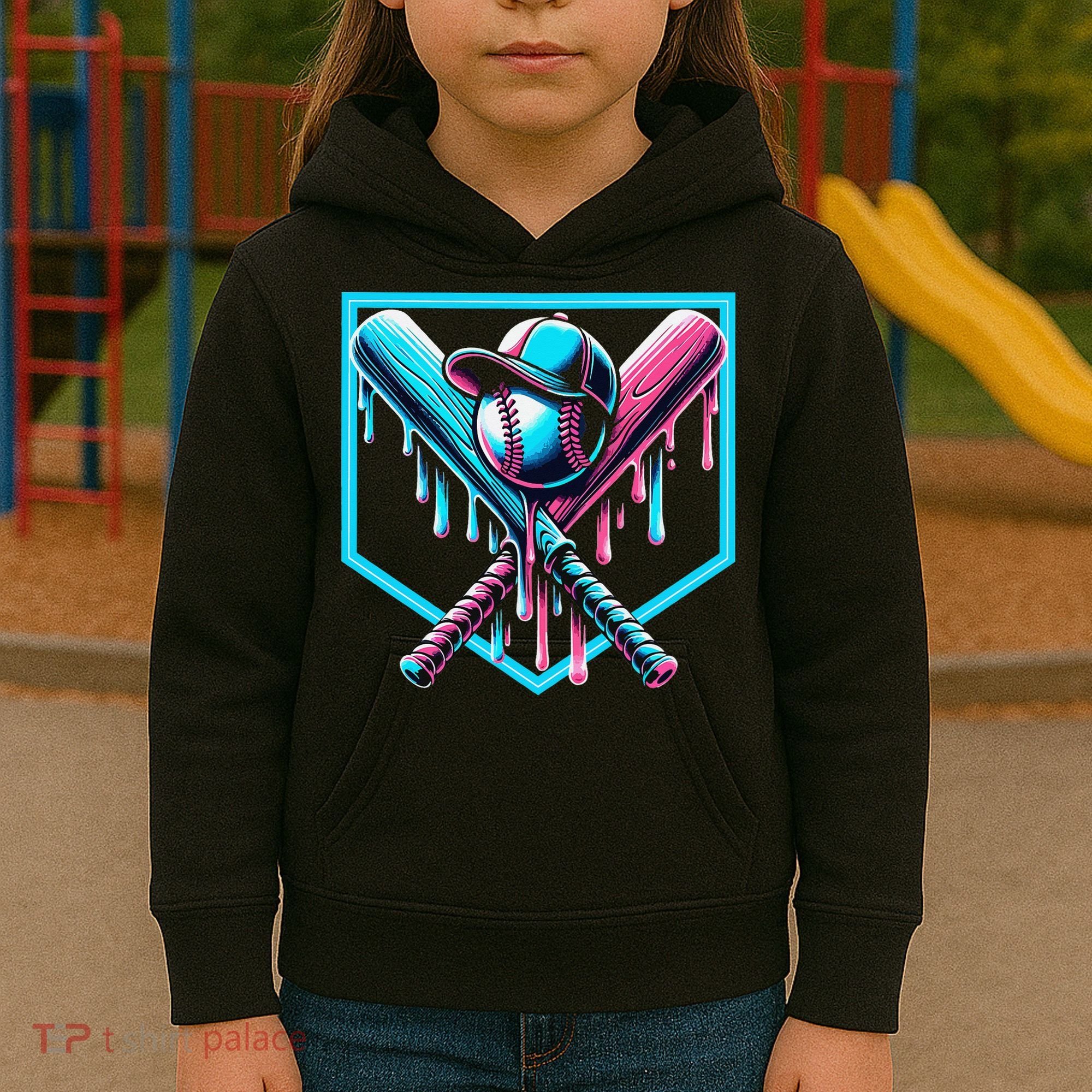 Baseball Home Drip  Baseball Bat Gift Kids Hoodie