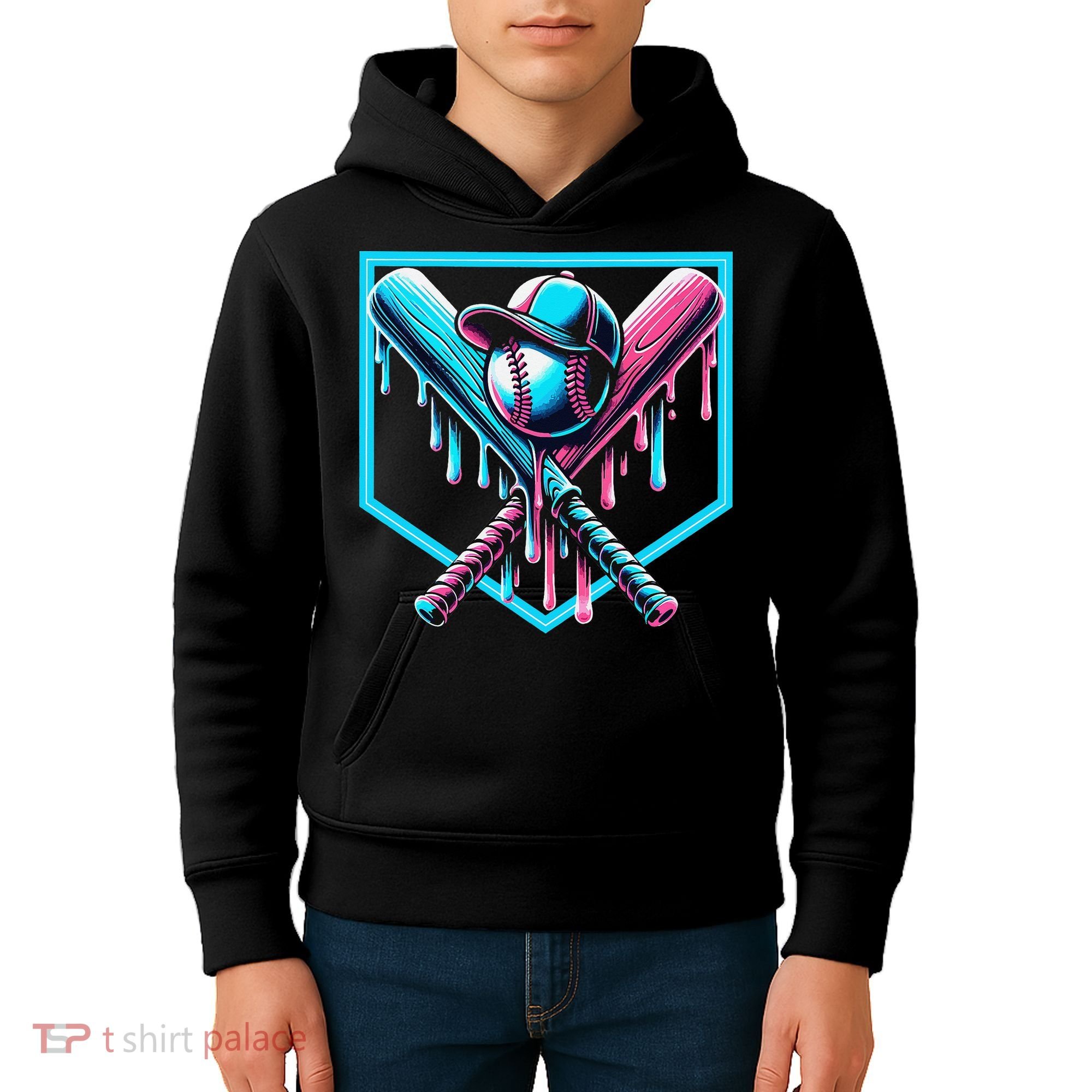 Baseball Home Drip  Baseball Bat Gift Kids Hoodie