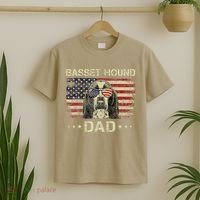 Basset Hound Dad Dog Lovers American Flag 4th Of July T-Shirt thumb 2