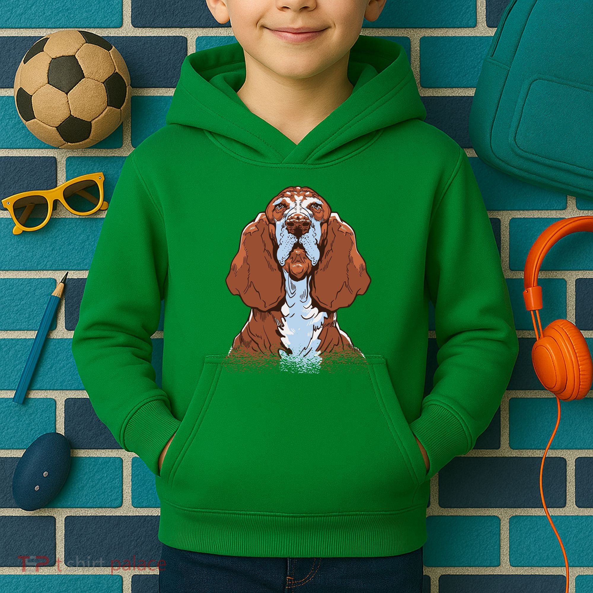 Basset Hound Dog Kids Hoodie