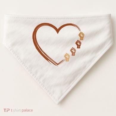 Black History Diversity Heart USA-Made Doggie Bandana
