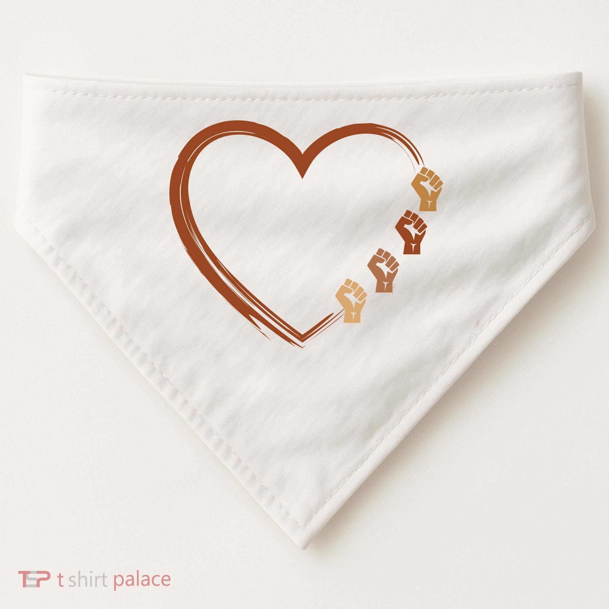Black History Diversity Heart USA-Made Doggie Bandana