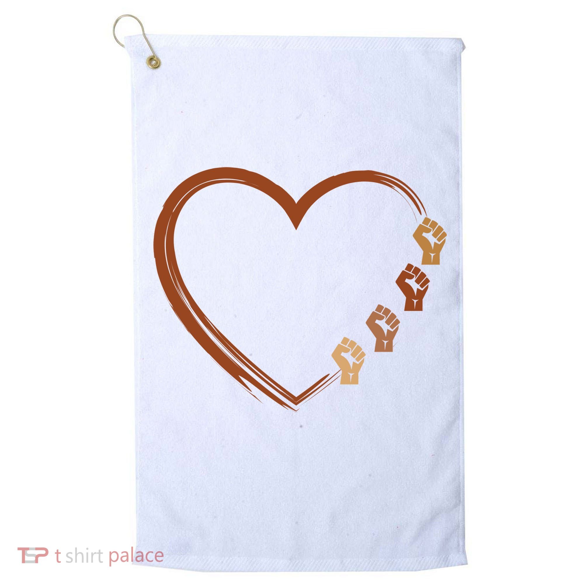 Black History Diversity Heart Golf Towel