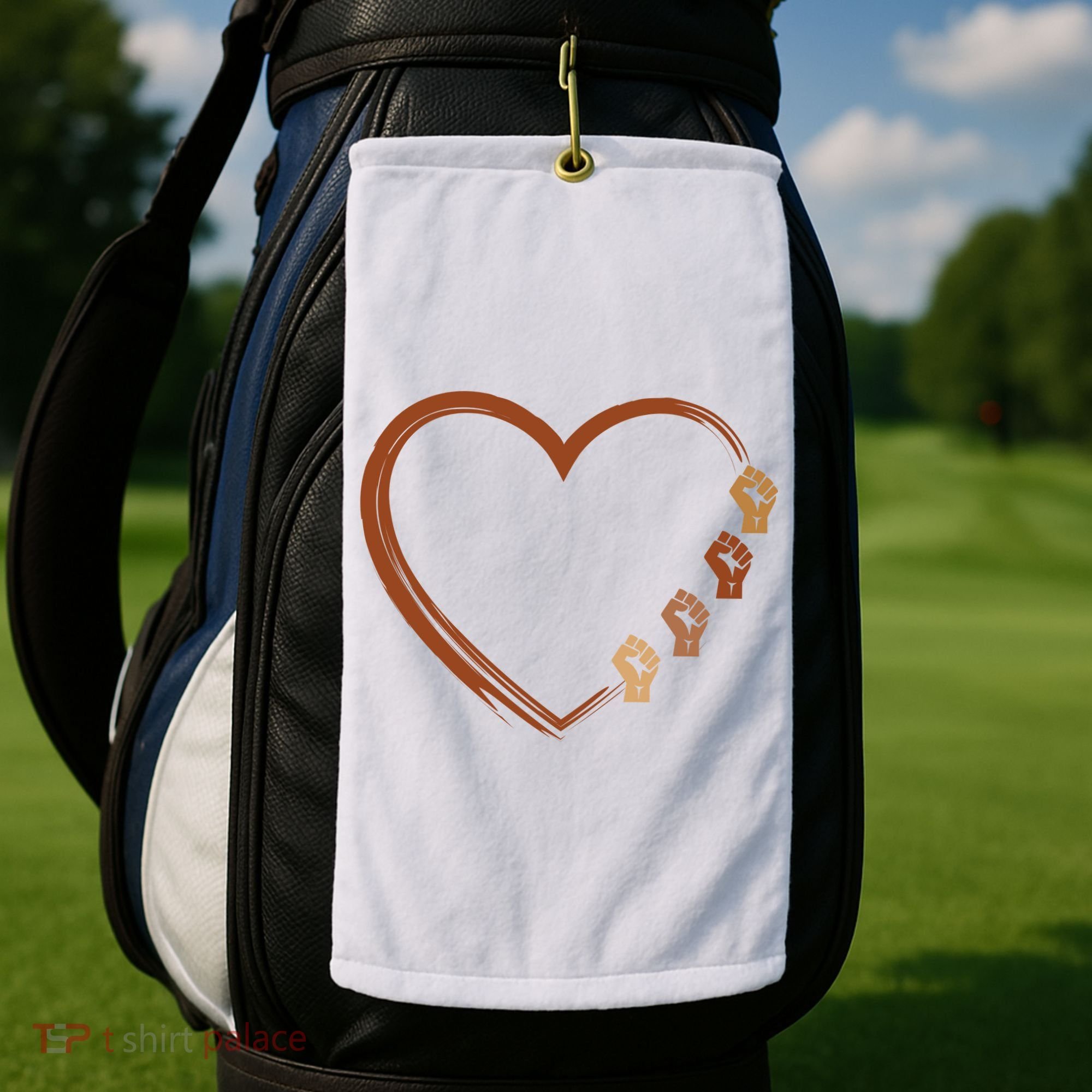 Black History Diversity Heart Golf Towel