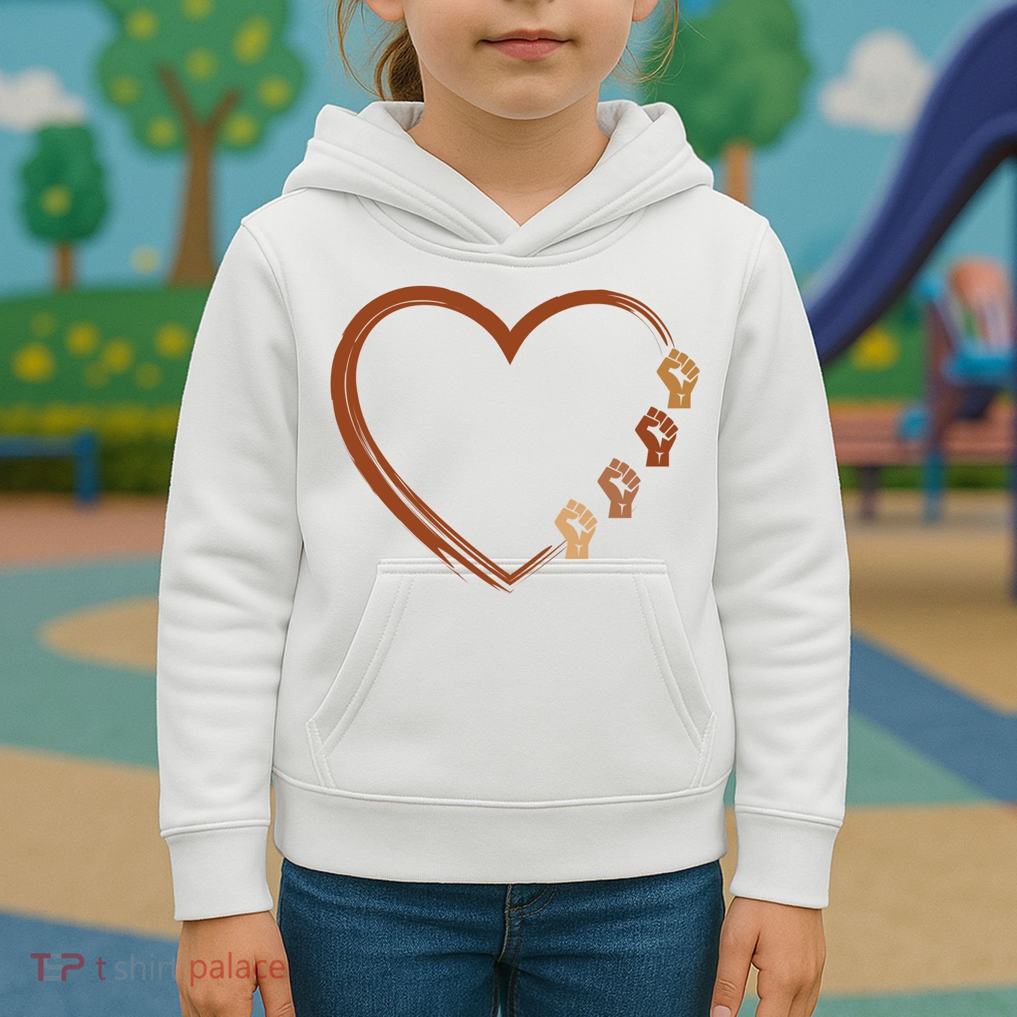 Black History Diversity Heart Kids Hoodie