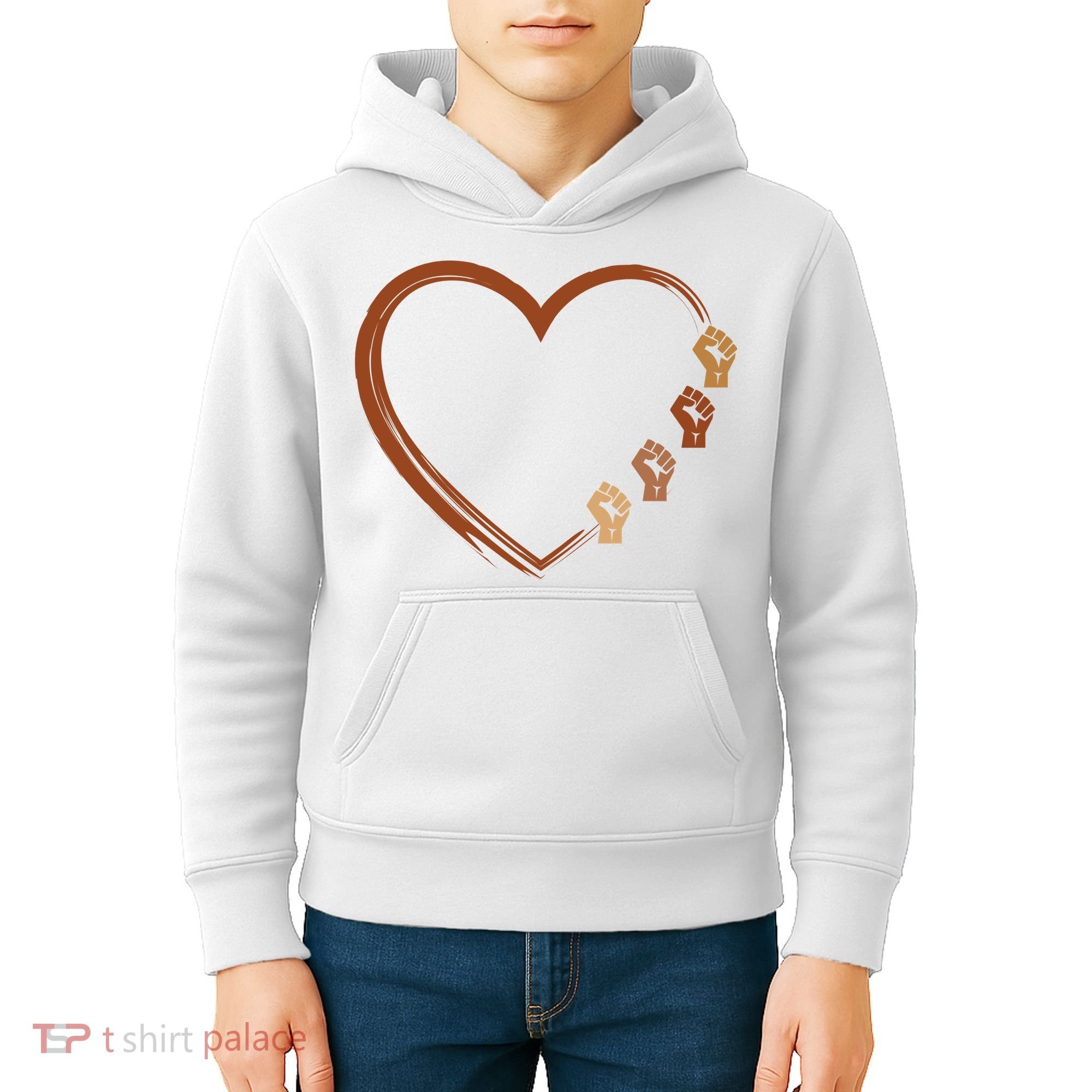 Black History Diversity Heart Kids Hoodie