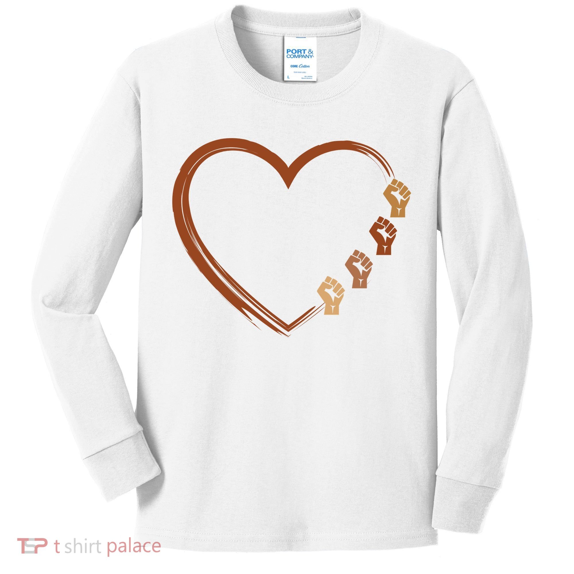 Black History Diversity Heart Kids Long Sleeve Shirt