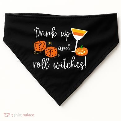 Bunco Halloween Drink Up and Roll Witches USA-Made Doggie Bandana