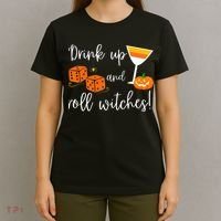 Bunco Halloween Drink Up and Roll Witches T-Shirt thumb 4