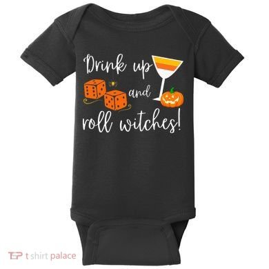 Bunco Halloween Drink Up and Roll Witches Baby Bodysuit