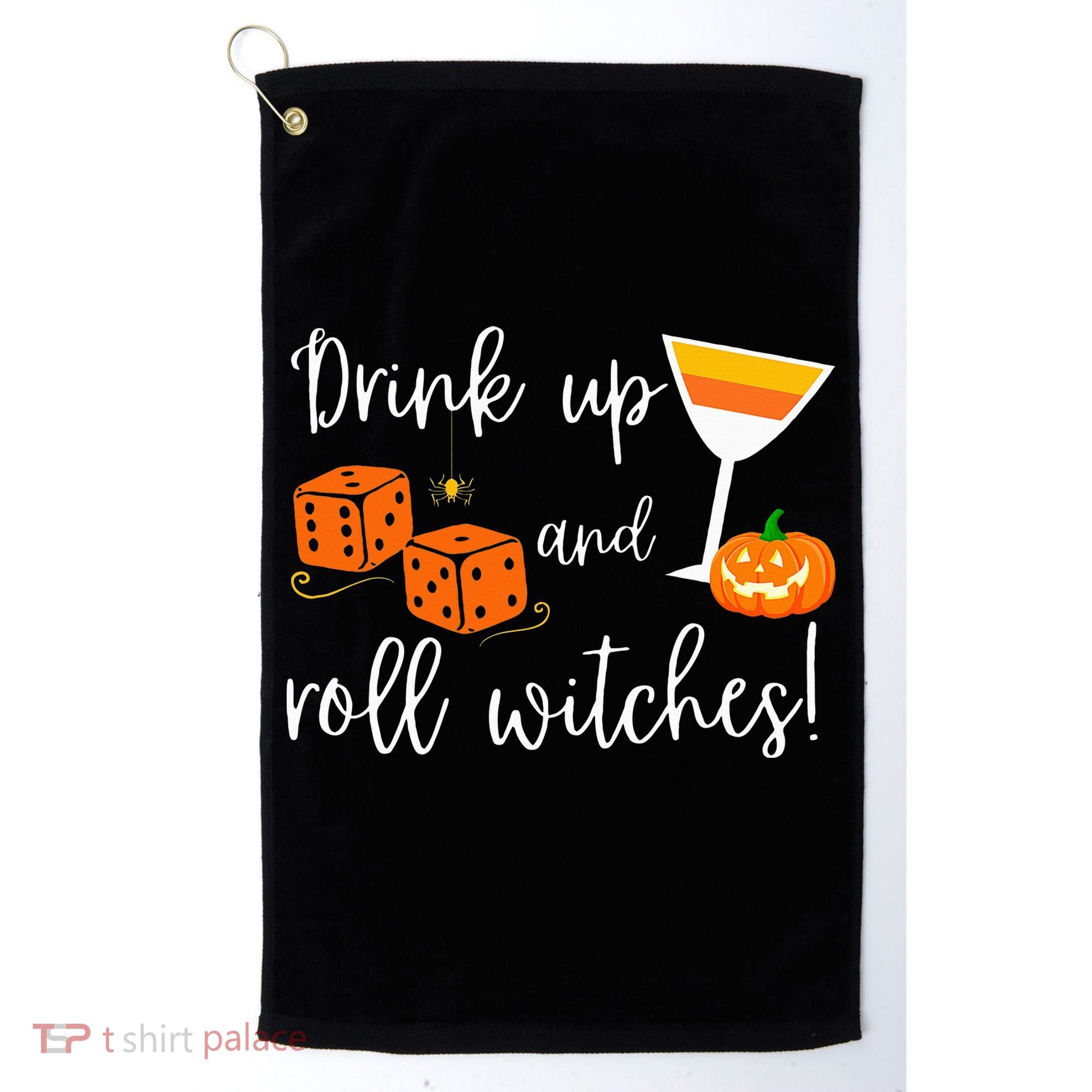 Bunco Halloween Drink Up and Roll Witches Golf Towel