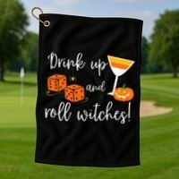 Bunco Halloween Drink Up and Roll Witches Golf Towel thumb 1