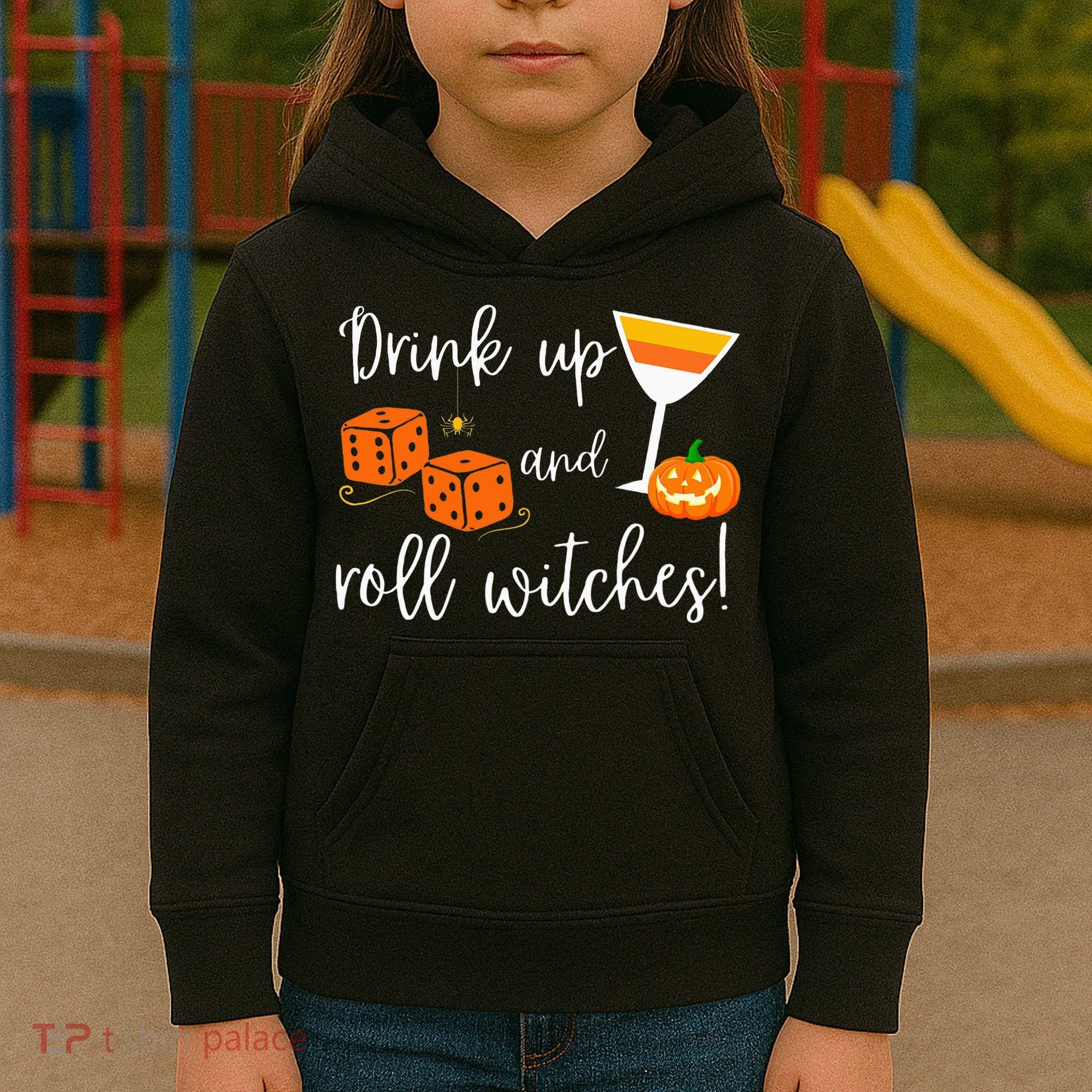 Bunco Halloween Drink Up and Roll Witches Kids Hoodie