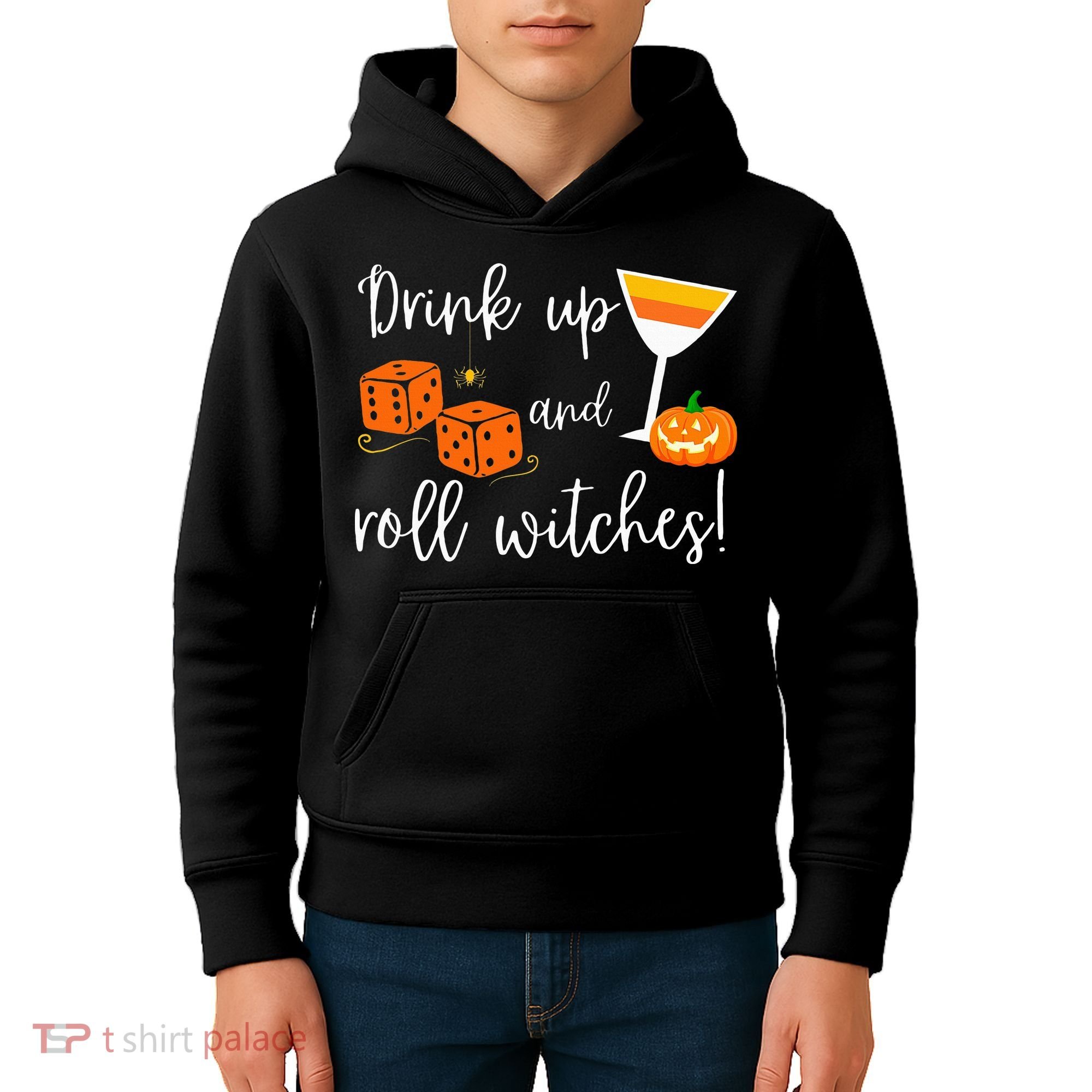 Bunco Halloween Drink Up and Roll Witches Kids Hoodie
