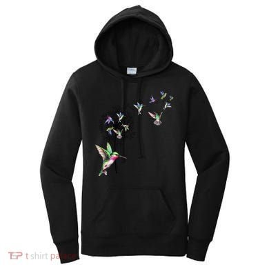 Bird Hummingbird Dandelion Flowers Gift Meaningful Gift Women's Hoodie