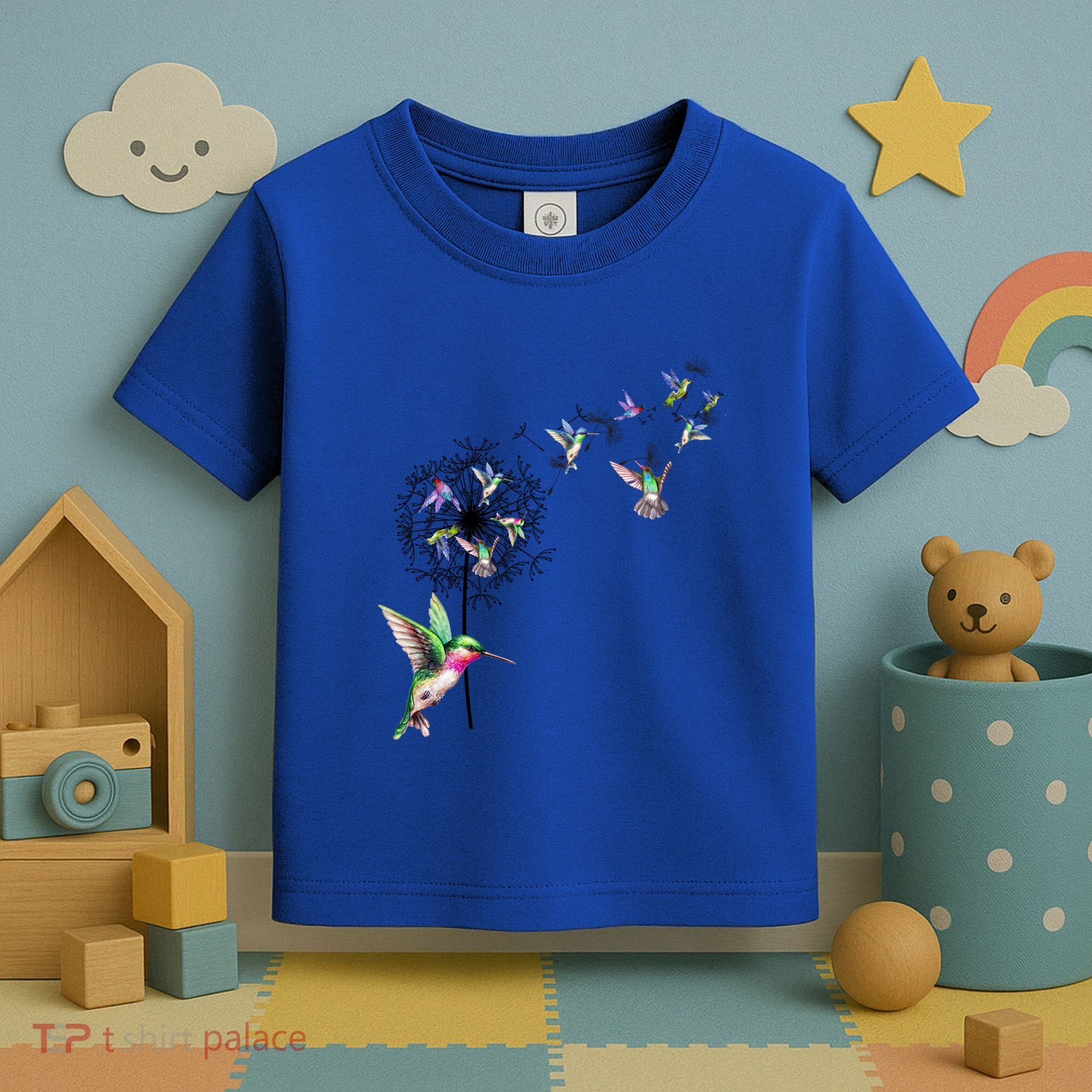 Bird Hummingbird Dandelion Flowers Gift Meaningful Gift Toddler T-Shirt