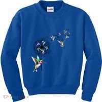 Bird Hummingbird Dandelion Flowers Gift Meaningful Gift Kids Sweatshirt thumb 0