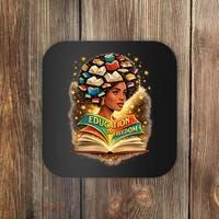 Black History Education Is Freedom Book Reading Learning Coaster thumb 0