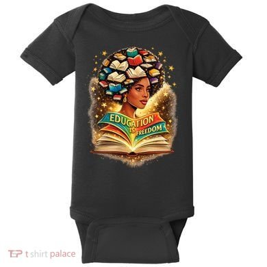 Black History Education Is Freedom Book Reading Learning Baby Bodysuit