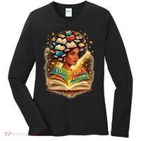 Black History Education Is Freedom Book Reading Learning Women's Long Sleeve Shirt thumb 0