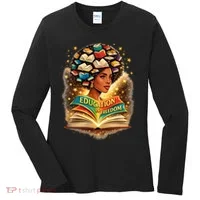 Black History Education Is Freedom Book Reading Learning Women's Long Sleeve Shirt thumb 0