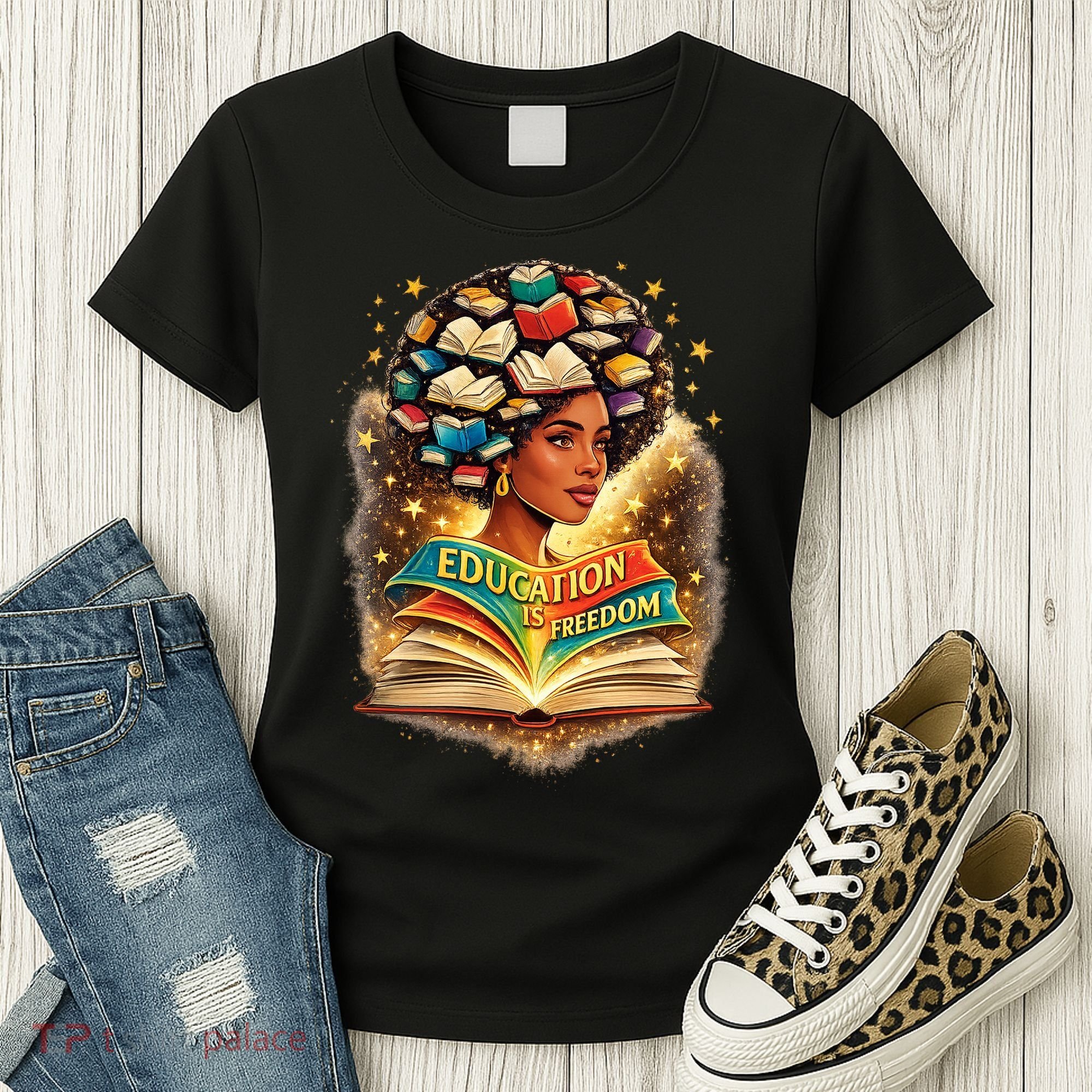Black History Education Is Freedom Book Reading Learning Women's T-Shirt