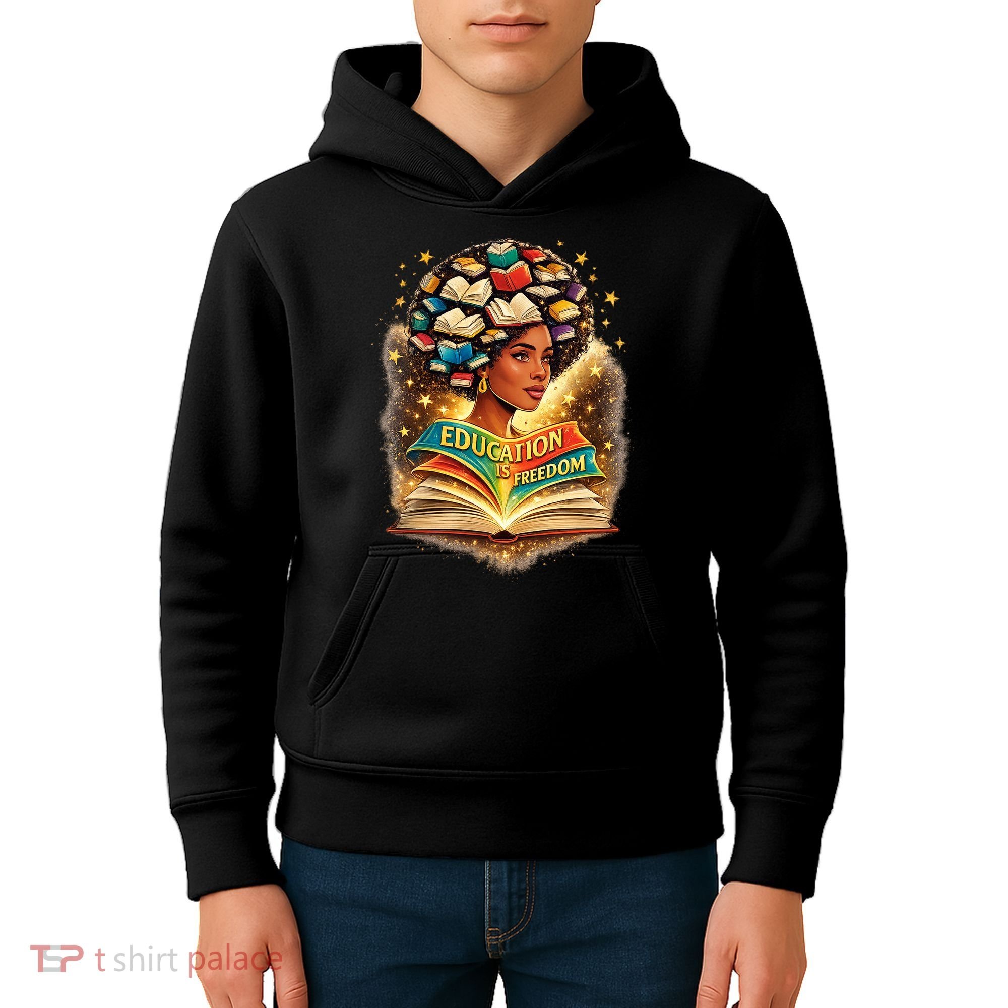 Black History Education Is Freedom Book Reading Learning Kids Hoodie