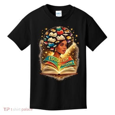 Black History Education Is Freedom Book Reading Learning Kids T-Shirt