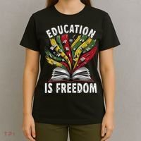 Black History Education Is Freedom Books Black History T-Shirt thumb 4