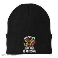 Black History Education Is Freedom Books Black History Beanie thumb 0