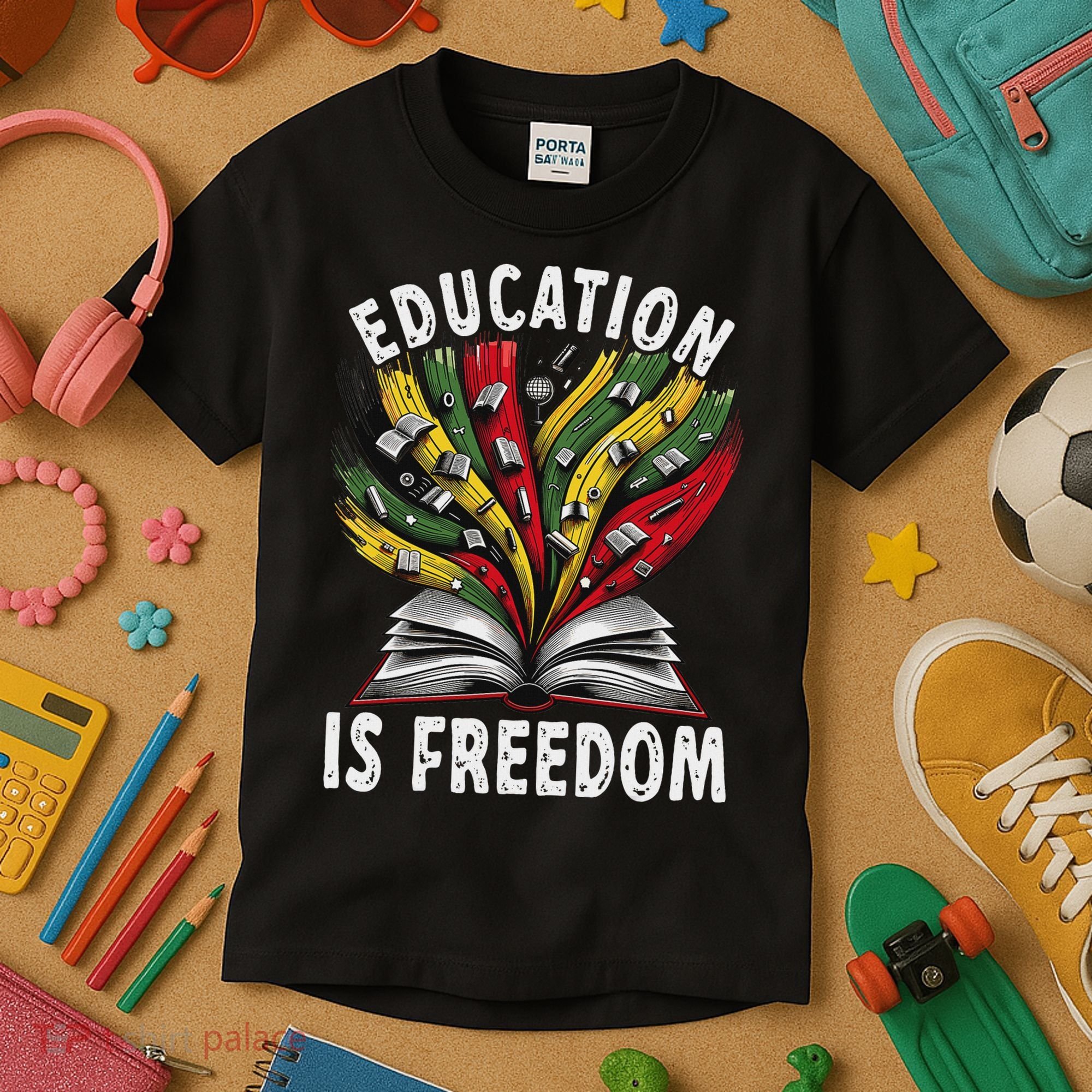 Black History Education Is Freedom Books Black History Kids T-Shirt