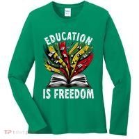 Black History Education Is Freedom Books Black History Women's Long Sleeve Shirt thumb 0