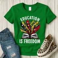 Black History Education Is Freedom Books Black History Women's T-Shirt thumb 3
