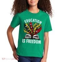 Black History Education Is Freedom Books Black History Kids T-Shirt thumb 2