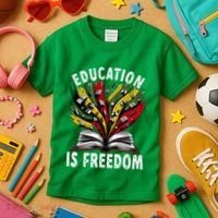 Black History Education Is Freedom Books Black History Kids T-Shirt thumb 3