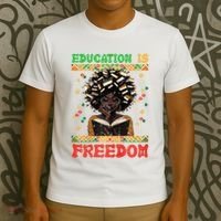 Black History Education Freedom Afro Teacher Female T-Shirt thumb 3
