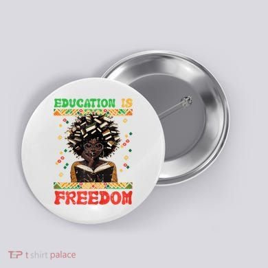 Black History Education Freedom Afro Teacher Female Button