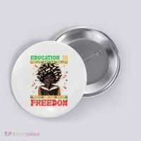 Black History Education Freedom Afro Teacher Female Button thumb 0