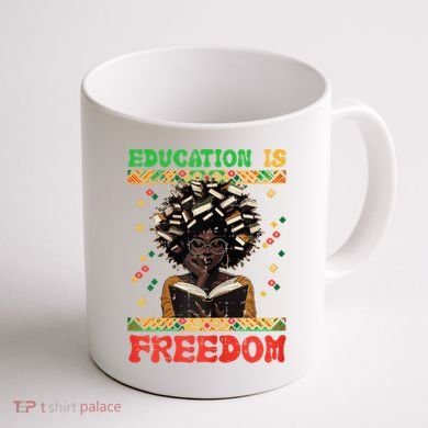 Black History Education Freedom Afro Teacher Female Coffee Mug back