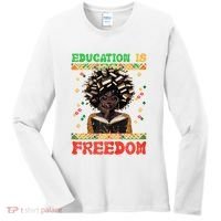 Black History Education Freedom Afro Teacher Female Women's Long Sleeve Shirt thumb 0