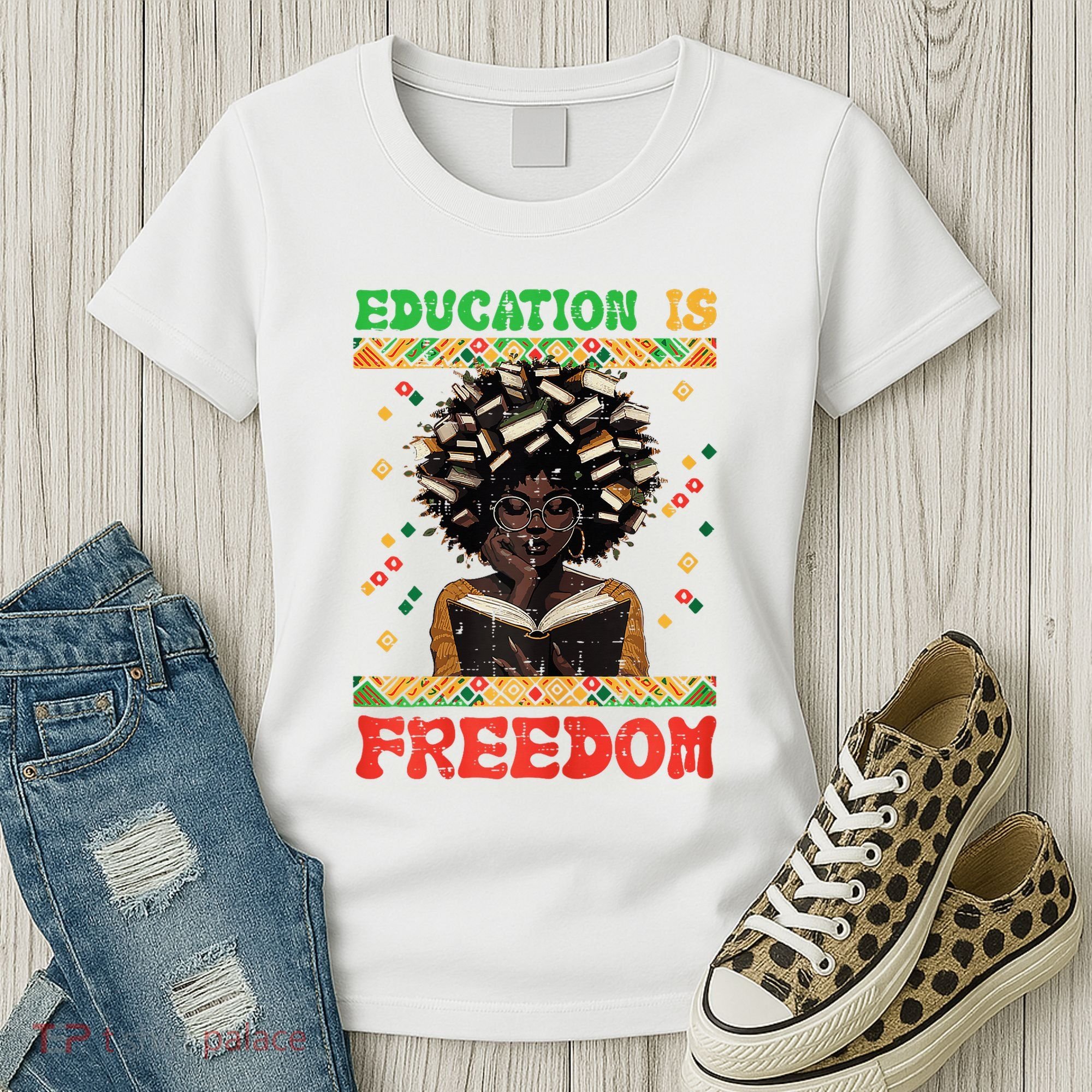 Black History Education Freedom Afro Teacher Female Women's T-Shirt