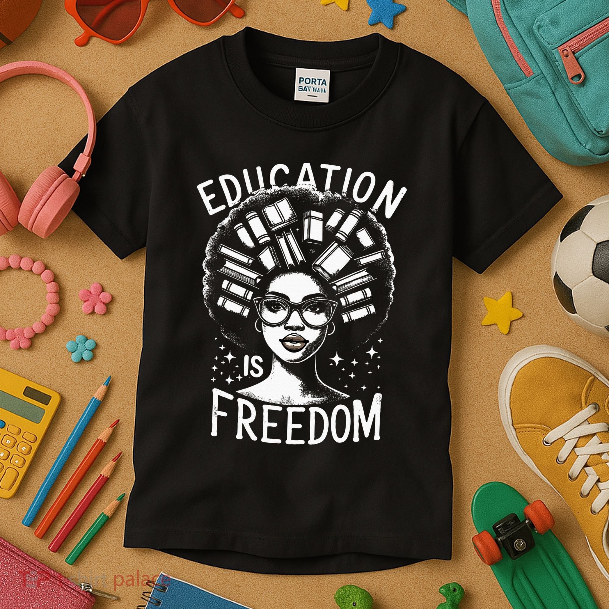 Black History Education Is Freedom Books Kids T-Shirt