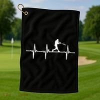 Baseball Heartbeat For Baseball Players And Fans Golf Towel thumb 1