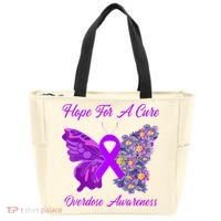Butterfly Hope For A Cure Ribbon Opioid Overdose Awareness Tote Bag thumb 0