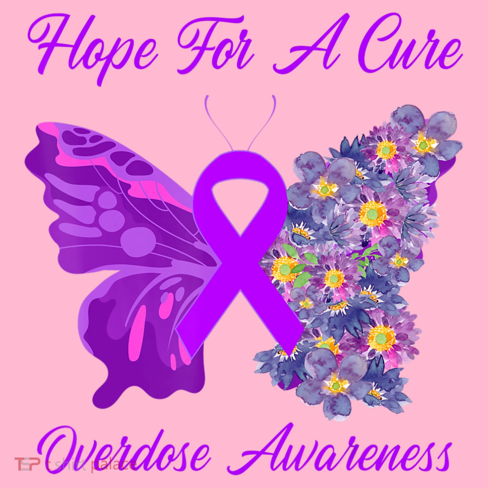 Butterfly Hope For A Cure Ribbon Opioid Overdose Awareness Coaster