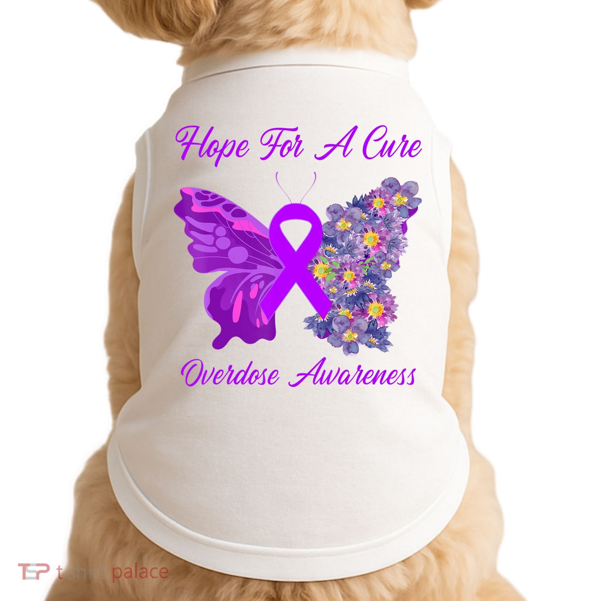 Butterfly Hope For A Cure Ribbon Opioid Overdose Awareness Doggie Tank