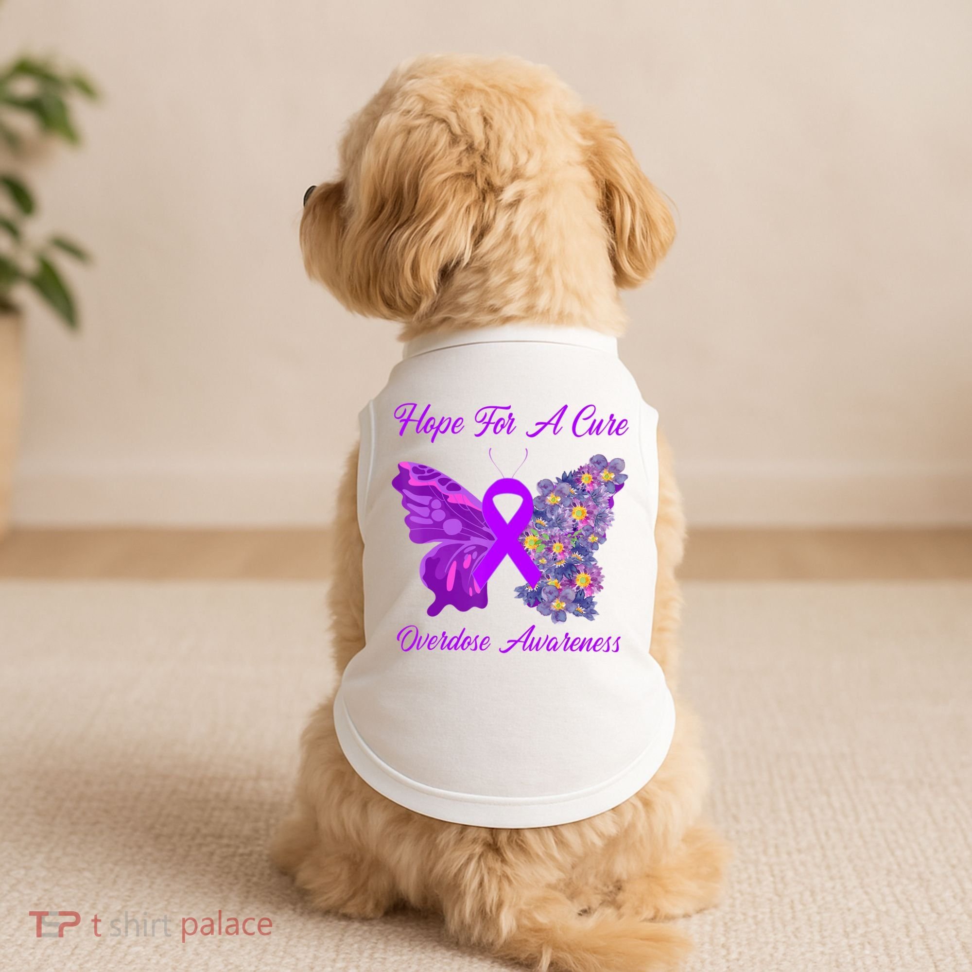 Butterfly Hope For A Cure Ribbon Opioid Overdose Awareness Doggie Tank